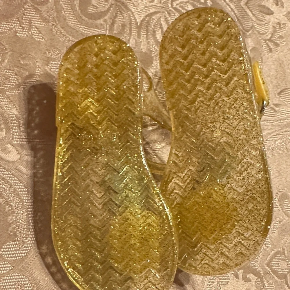Kids Glitter Pineapple Sandals never worn